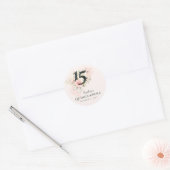Quinceanera Pink Floral Waterverf 15e verjaardag Ronde Sticker (Envelop)