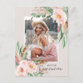 Quinceañera Pink girly bloemetjes verjaardag Uitno Briefkaart (Voorkant)