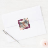 Quinceañera Pink girly florale foto Squar Vierkante Sticker (Envelop)