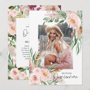 Quinceañera Pink girly foto verjaardag Kaart