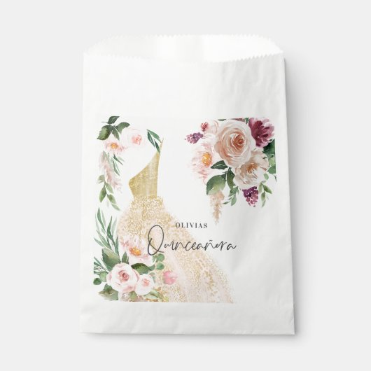 Quinceañera Pink girly jurk verjaardag Bedankzakje (Voorkant)