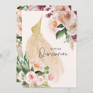 Quinceañera Pink girly jurk verjaardag Invi Kaart