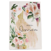 Quinceañera Pink girly jurk verjaardag Medium Cadeauzakje (Voorkant)