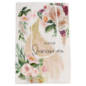 Quinceañera Pink girly jurk verjaardag Medium Cadeauzakje (Achterkant)