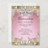 Quinceanera Pink Gold 15e verjaardag Kaart (Voorkant)