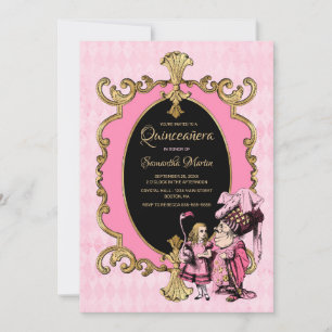 Quinceanera Pink Gold Alice in Wonderland Kaart