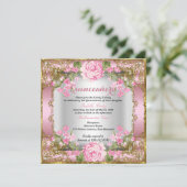 Quinceanera Pink  Land Floral Gold 2 Kaart (Staand voorkant)