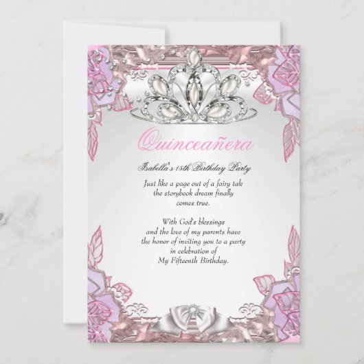 Quinceanera Pink Lila 15e verjaardag Partij 2 Kaart (Voorkant)