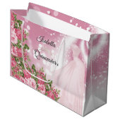 Quinceañera Pink Mauve Gown and Flowers Groot Cadeauzakje (Voorkant Gekanteld)
