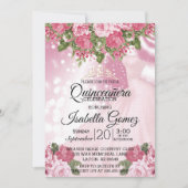 Quinceañera Pink Mauve Gown en bloemen Kaart (Voorkant)