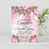 Quinceañera Pink Mauve Gown en bloemen Kaart (Staand voorkant)