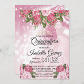 Quinceañera Pink Mauve Gown en bloemen Kaart (Voorkant / Achterkant)