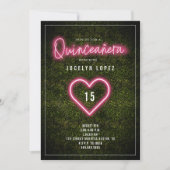 Quinceañera Pink Neon Lights Boxwood Heart Kaart (Voorkant)