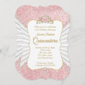 Quinceanera Pink Pearls Gold tiara Kaart (Voorkant / Achterkant)