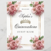 Quinceañera Pink Rose Crown Verjaardag Gastboek (Voorkant)