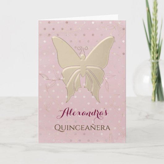 Quinceanera Pink Rose Gold Butterfly Foto (Voorkant)