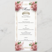 Quinceañera Pink Rose Gold Lijst 15e verjaardag Menu (Voorkant)
