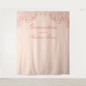 Quinceanera Pink Rose Gold Photo Booth Backdrop Wandkleed (Voorkant)