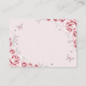 Quinceanera Pink Silver Floral Details Informatiekaartje (Achterkant)