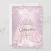 Quinceanera Pink Snowflake Winter Dress Tiara Kaart (Voorkant)