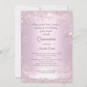 Quinceanera Pink Snowflake Winter Dress Tiara Kaart (Achterkant)
