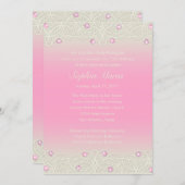 Quinceanera Pink Sparkle and Lace Kaart (Voorkant / Achterkant)