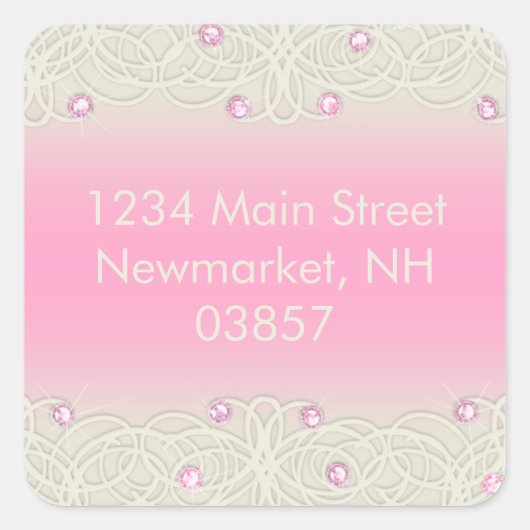 Quinceanera Pink Sparkle and Lace Vierkante Sticker (Voorkant)