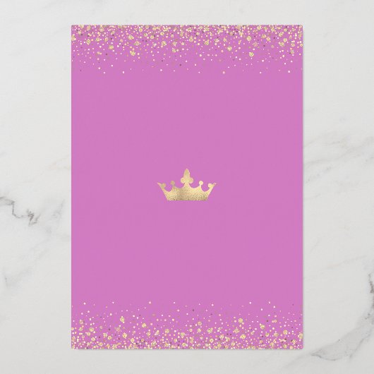Quinceañera Pink Waterverf Girly Crown Real Gold Folie Uitnodiging (Achterkant)
