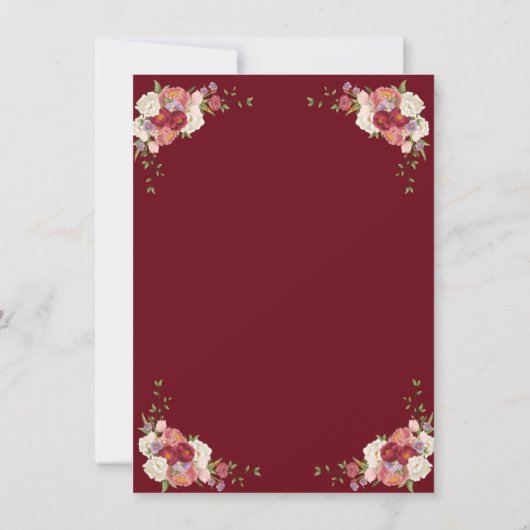 Quinceañera Pioen Bloemen Bourgondië Verjaardag Kaart (Achterkant)