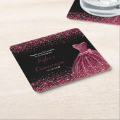 Quinceanera Plum Paarse Faux Glitter Kartonnen Onderzetters (Schuin)