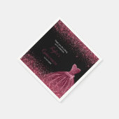 Quinceanera Plum Paarse Faux Glitter Servet (Hoek)