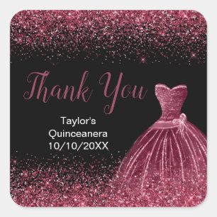 Quinceanera Plum Paarse Jurk Faux Glitter Vierkante Sticker