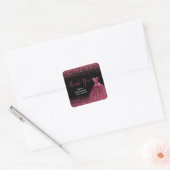Quinceanera Plum Paarse Jurk Faux Glitter Vierkante Sticker (Envelop)