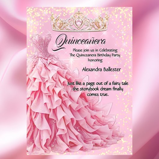 Quinceanera Pretty Pink Silver Diamond Tiara Kaart