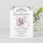 Quinceanera Princess 15th Birthday Invitation Kaart (Staand voorkant)