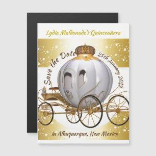 Quinceanera Princess Carriage Save the Date Magnetische Uitnodiging