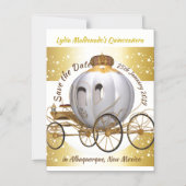Quinceanera Princess Carriage Save the Date Magnetische Uitnodiging (Voorkant)