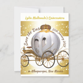 Quinceanera Princess Carriage Save the Date Magnetische Uitnodiging