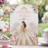 Quinceañera Princess Champagne en Blush Pink Kaart