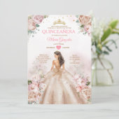 Quinceañera Princess Champagne en Blush Pink Kaart (Staand voorkant)