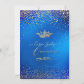 Quinceanera Princess Crown Faux Gold Confetti Blue Kaart (Voorkant)