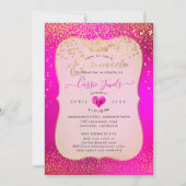 Quinceanera Princess Crown Faux Gold Confetti Roze Kaart (Achterkant)