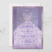 Quinceañera, Princess Dusty Paars Glitter Gown Kaart (Achterkant)
