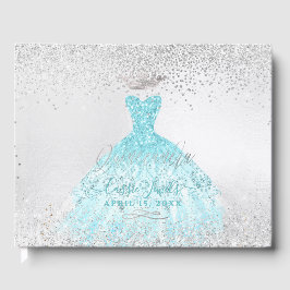 Quinceanera Princess Glitter Gown Ombre Blue Gastenboek