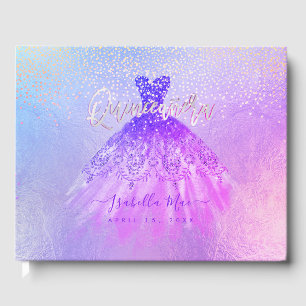 Quinceanera Princess Glitter Gown, Paars Violet Gastenboek