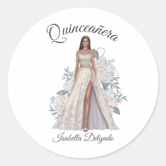 Quinceanera Princess Gown Tiara Sticker (Voorkant)