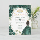 Quinceañera Princess Green Floral Birthday Kaart (Staand voorkant)