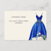 Quinceanera Princess Jurk en Rozen Blauw Aangepast Informatiekaartje (Achterkant)