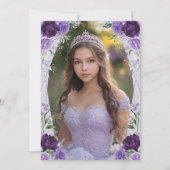 Quinceañera Princess Jurk Lavendel Zilveren Foto Kaart (Achterkant)