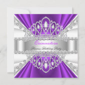 Quinceanera Princess Paars White Diamond Tiara Kaart (Voorkant)